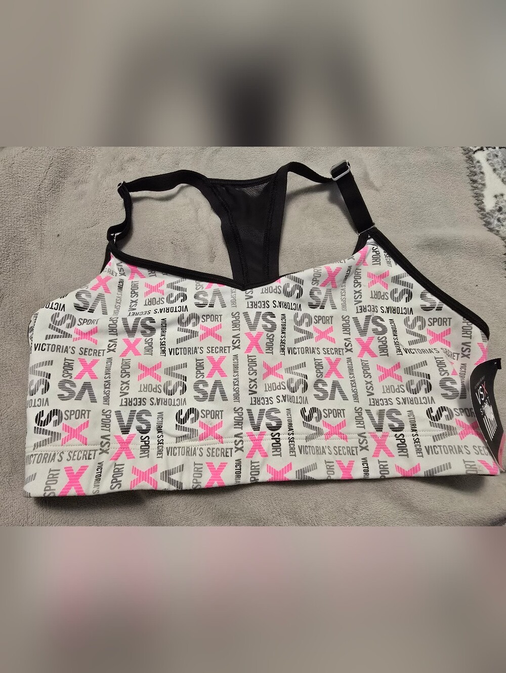 Victoria's Secret Women's Size Large "The Play White Black Cami Sports Bra! NWT
